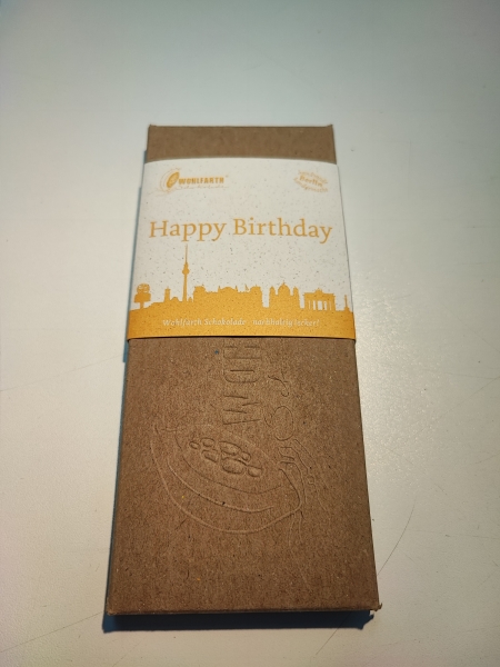 Motto Schokoladentafel 50 % "Happy Birthday" Bio